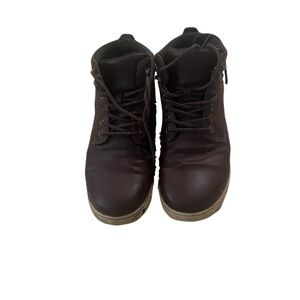 Source Unknown Men's Dark Brown Boat Shoes with Tan Sole